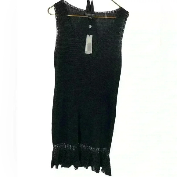 Christopher Fisher Linen Black MIDI Dress Size M - Picture 1 of 2